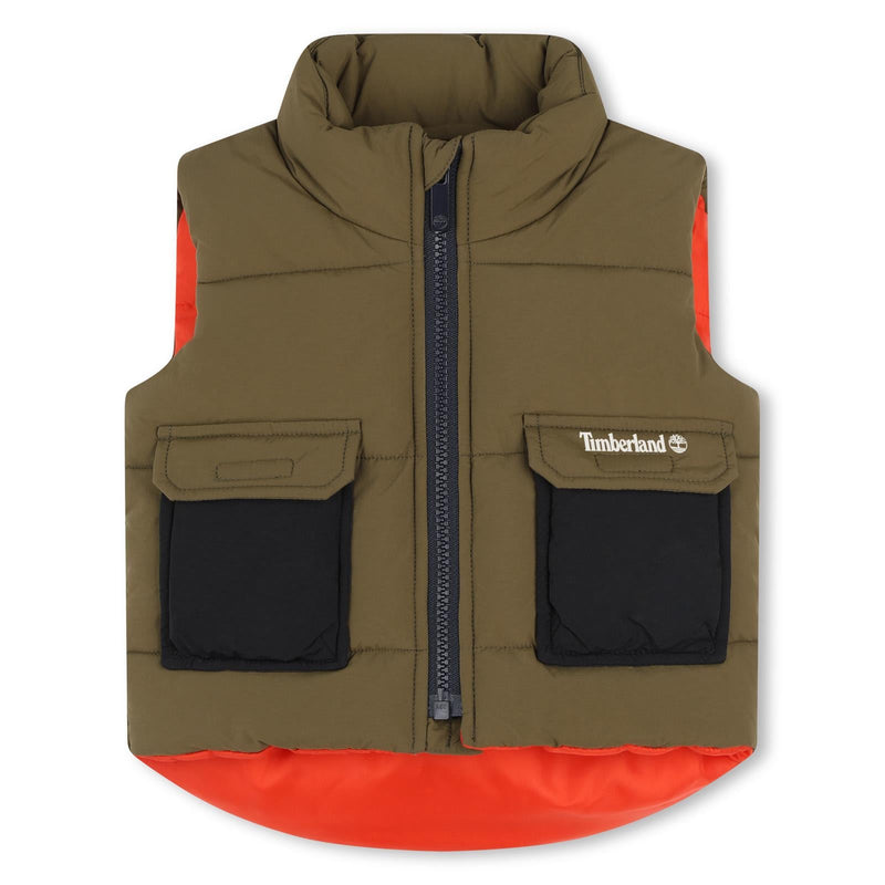 Boys Khaki Green Puffer Gilet (Timberland)