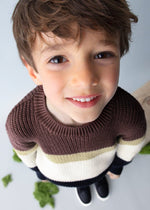 Boys Knit Jumper with Colour - Block Stripes