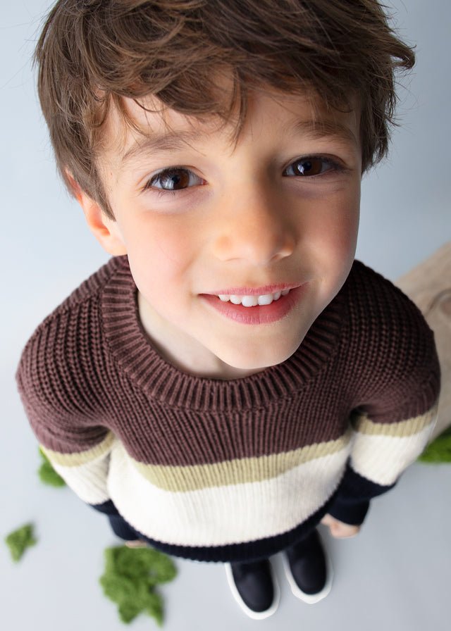 Boys Knit Jumper with Colour - Block Stripes