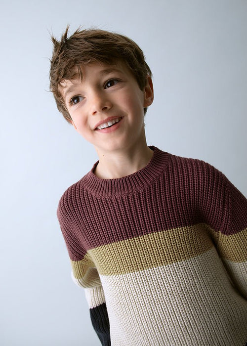 Boys Knit Jumper with Colour - Block Stripes