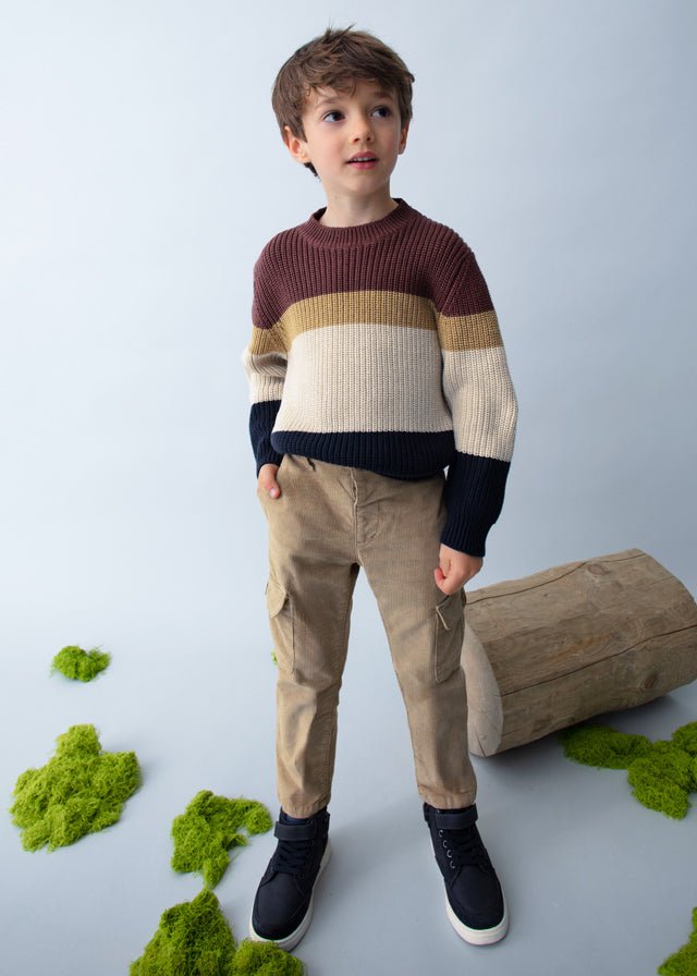 Boys Knit Jumper with Colour - Block Stripes