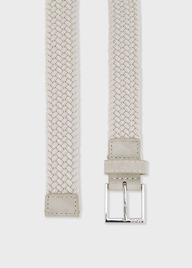 Boys Light Beige Braided Belt