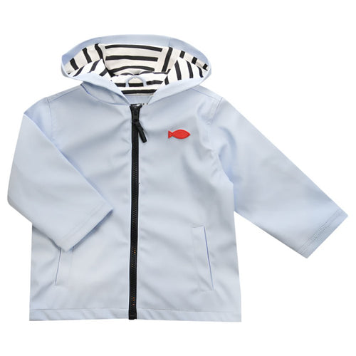 Boys Light Blue Hooded Raincoat