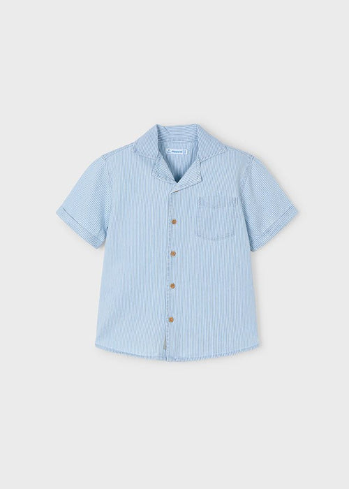 Boys Light Blue Striped Cotton Shirt