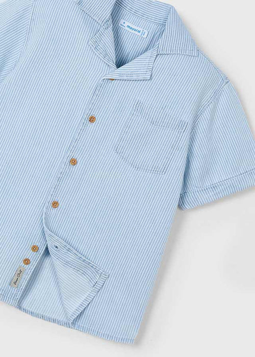 Boys Light Blue Striped Cotton Shirt