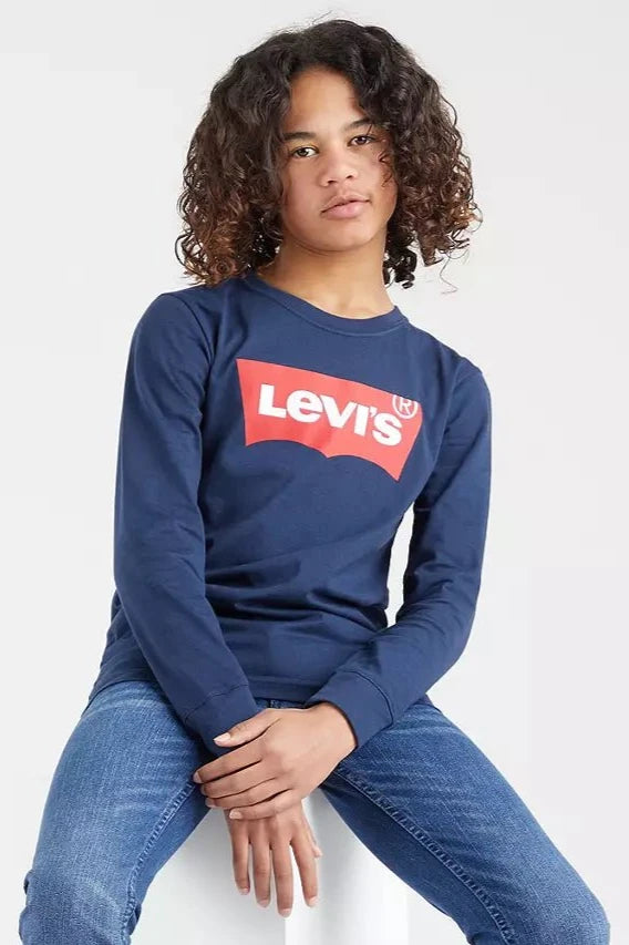 Boys Long Sleeve Bat Logo T Shirt Levis CottonKids.ie