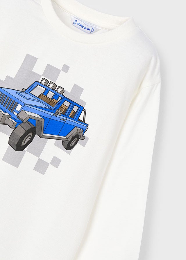 Boys' Long Sleeve T - Shirt with Blue Car Print (Mayoral)