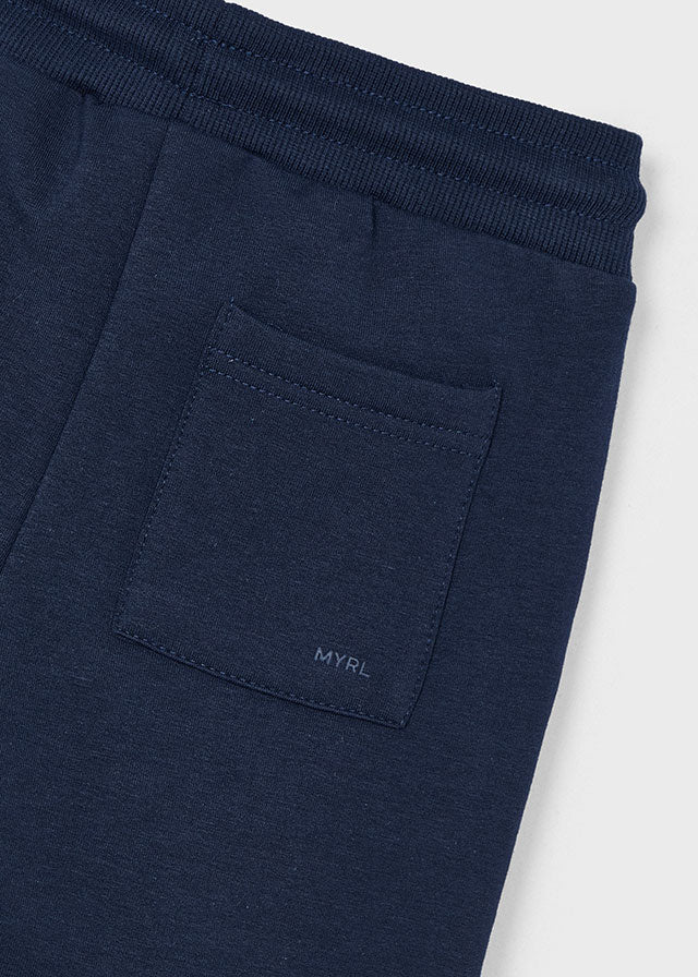 Boys' Navy Basic Cuffed Fleece Trousers - Soft Cotton Blend (mayoral)