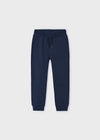 Boys' Navy Basic Cuffed Fleece Trousers - Soft Cotton Blend (mayoral)