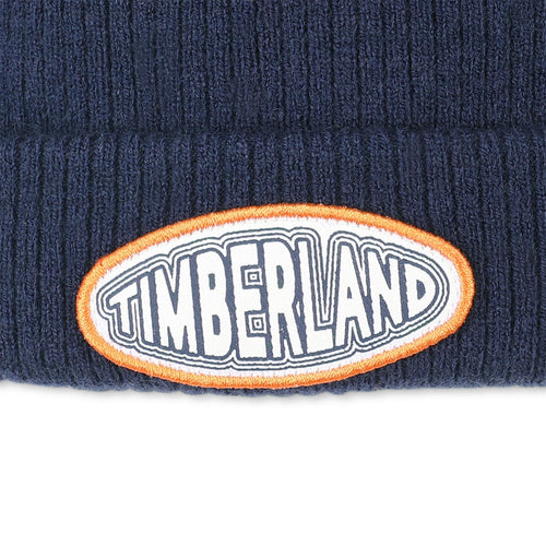Boys Navy Beanie Hat With Pompom