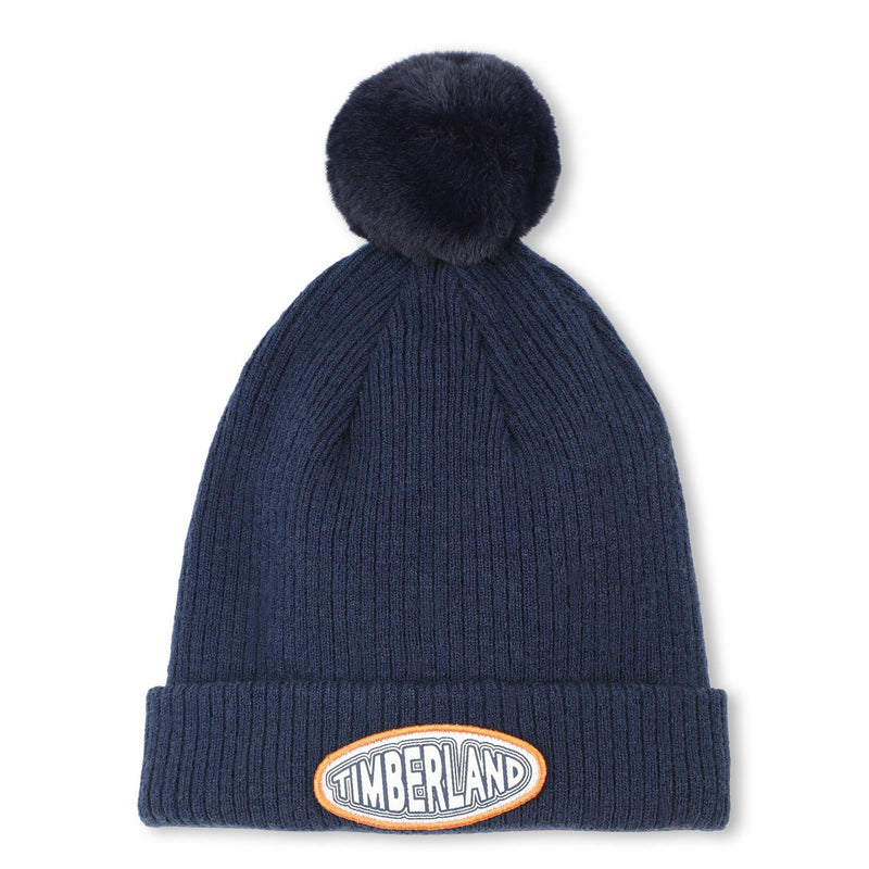Boys Navy Beanie Hat With Pompom