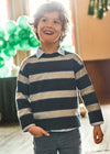Boys Navy & Beige Striped Jumper