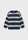 Boys Navy & Beige Striped Jumper