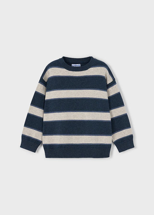 Boys Navy & Beige Striped Jumper