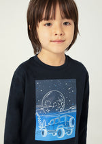 Boys Navy Blue Graphic Print Cotton Top (Mayoral)