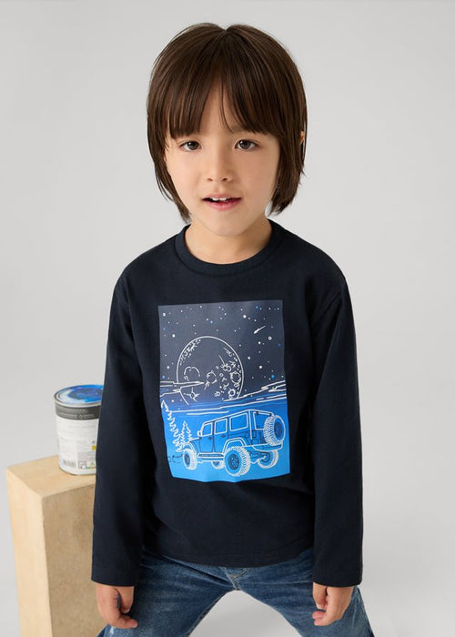 Boys Navy Blue Graphic Print Cotton Top (Mayoral)