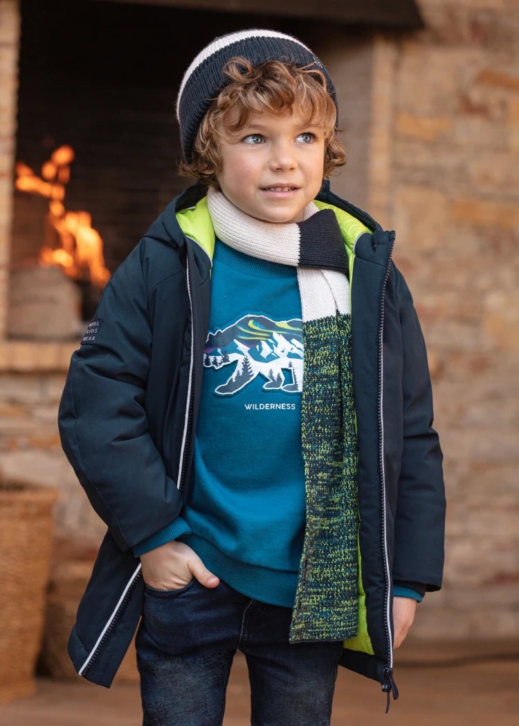 Boys Navy Blue Padded & Hooded Coat (mayoral)