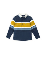 Boys' Navy Blue Striped Polo Shirt (Tutto Piccolo)