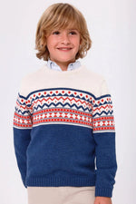 Boys Navy Fair Isle Knit Jumper