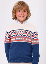 Boys Navy Fair Isle Knit Jumper