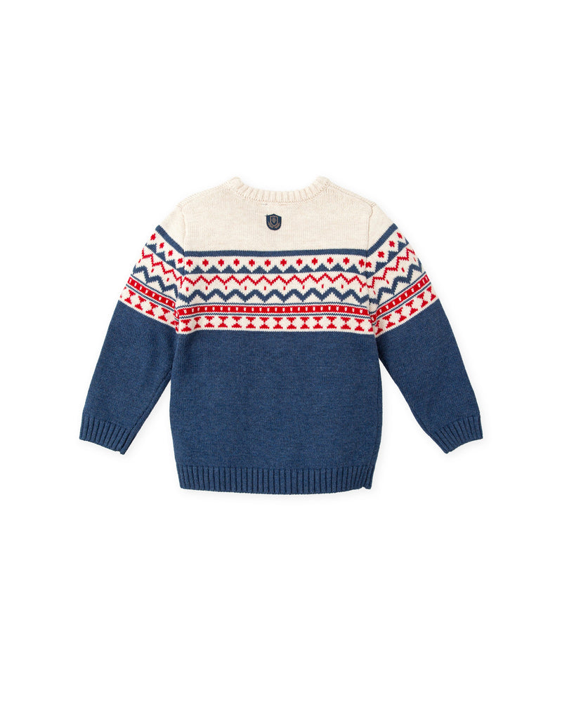 Boys Navy Fair Isle Knit Jumper (Tutto Piccolo)