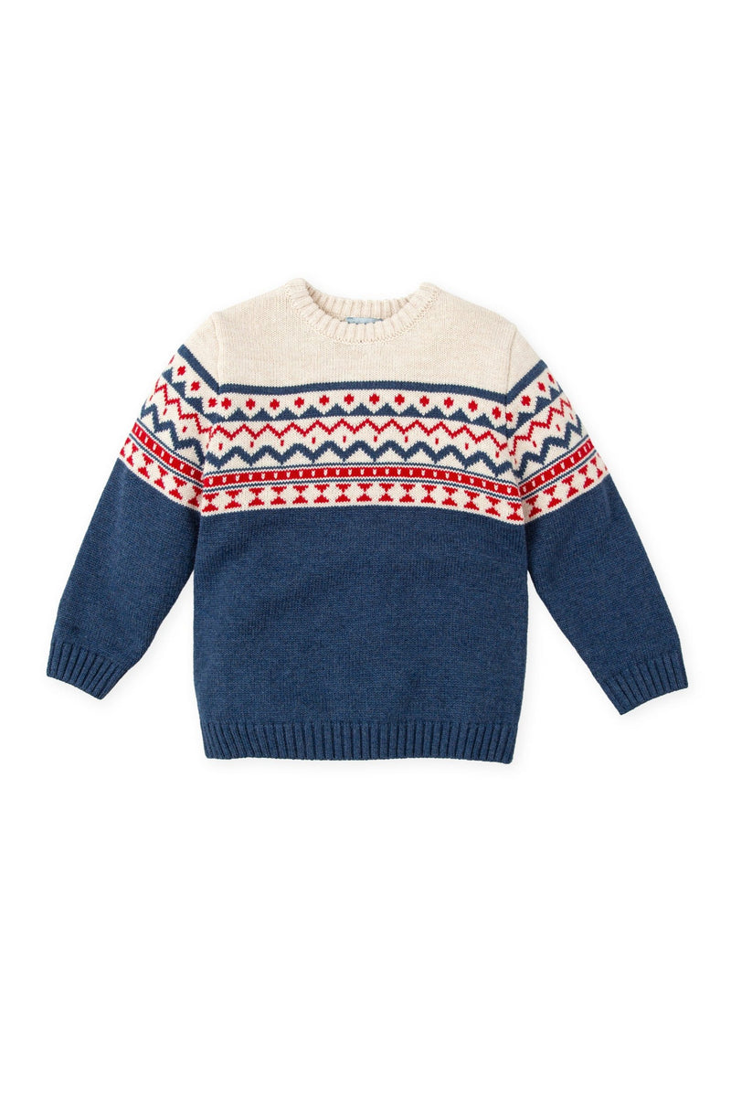 Boys Navy Fair Isle Knit Jumper (Tutto Piccolo)