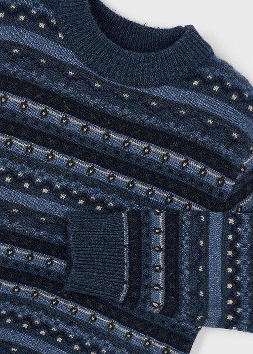 Boys Navy Jacquard Knit Jumper