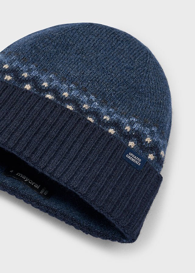 Boys Navy Knit Hat and Snood Set