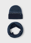 Boys Navy Knit Hat and Snood Set