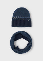 Boys Navy Knit Hat and Snood Set