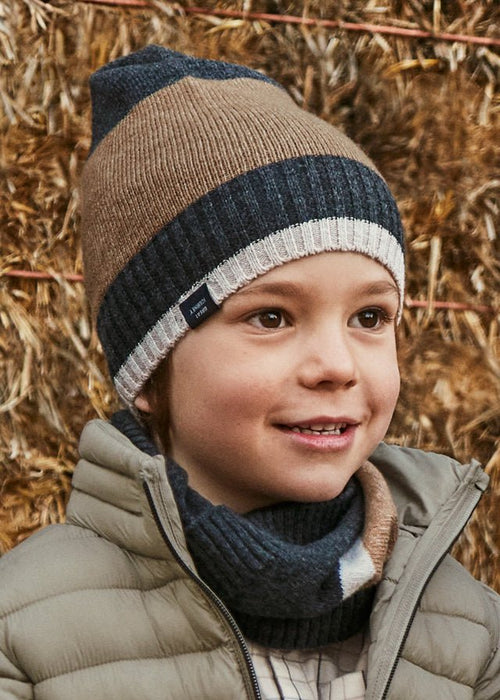 Boys Navy Knit Hat & Scarf Set
