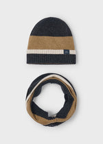 Boys Navy Knit Hat & Scarf Set