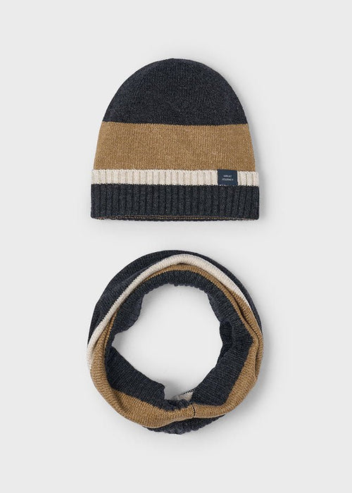 Boys Navy Knit Hat & Scarf Set