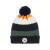 Boys Navy & Orange Knitted Hat With Pom - Pom