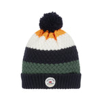 Boys Navy & Orange Knitted Hat With Pom - Pom