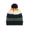 Boys Navy & Orange Knitted Hat With Pom - Pom