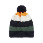 Boys Navy & Orange Knitted Hat With Pom - Pom