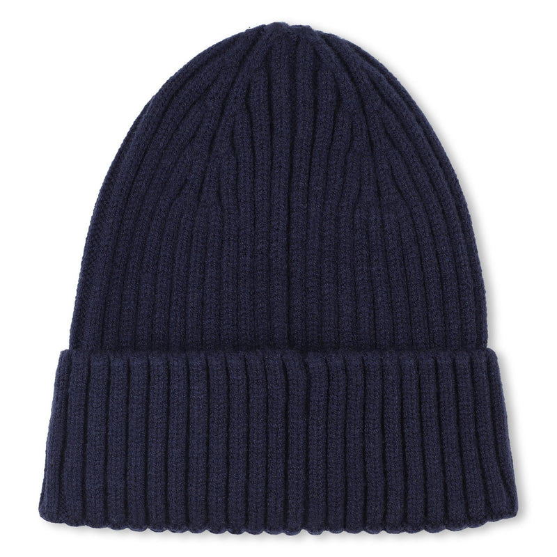 Boys Navy Ribbed Knit Beanie