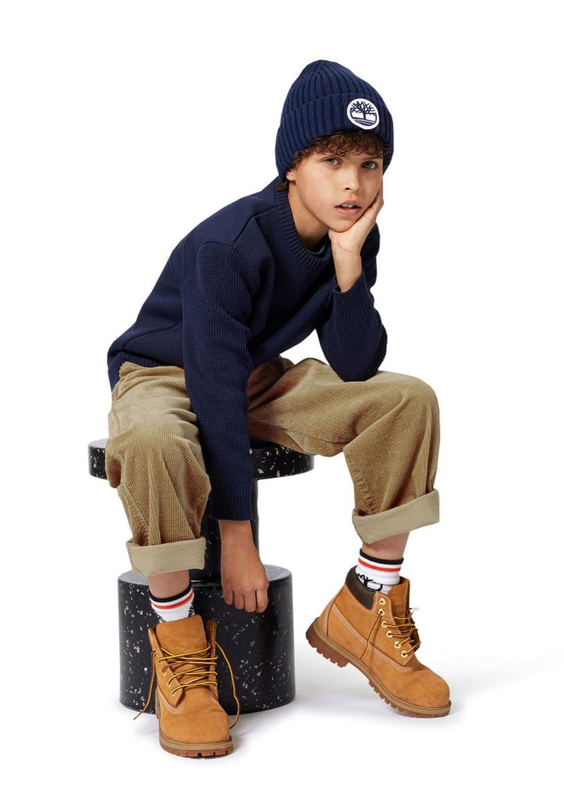 Boys Navy Ribbed Knit Beanie