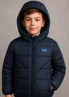 Boys Navy Sherpa Lined Puffer Jacket