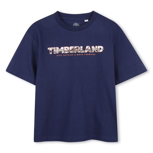 Boys Navy Short Sleeve T-Shirt With Graphic Print