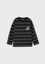 Boys Navy Stripes Cotton Top