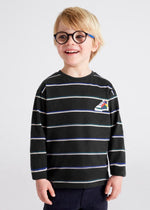 Boys Navy Stripes Cotton Top