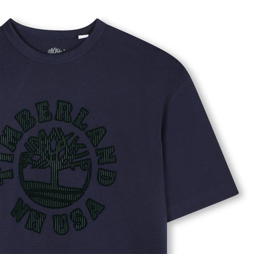 Boys Navy Tee with Dark Green Logo