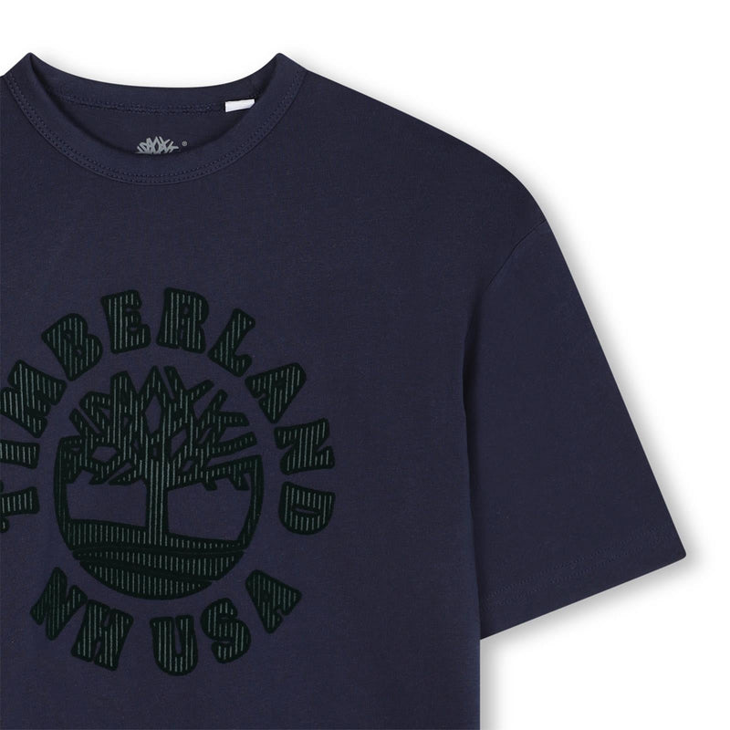 Boys Navy Tee with Dark Green Logo