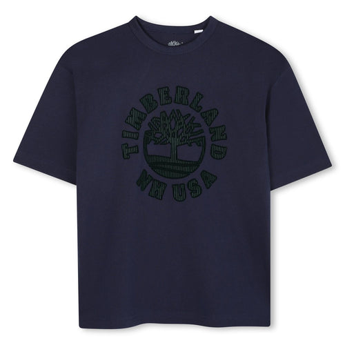 Boys Navy Tee with Dark Green Logo