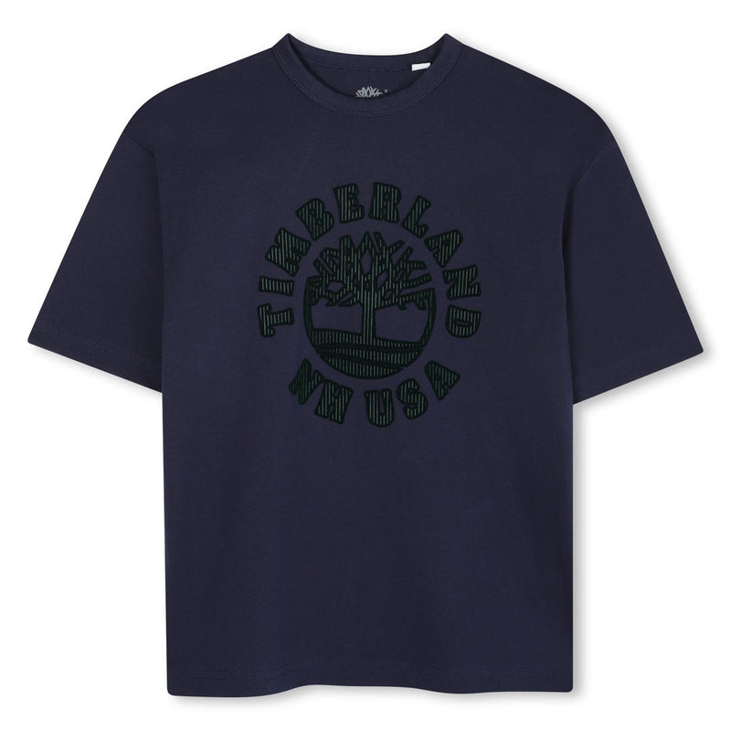 Boys Navy Tee with Dark Green Logo