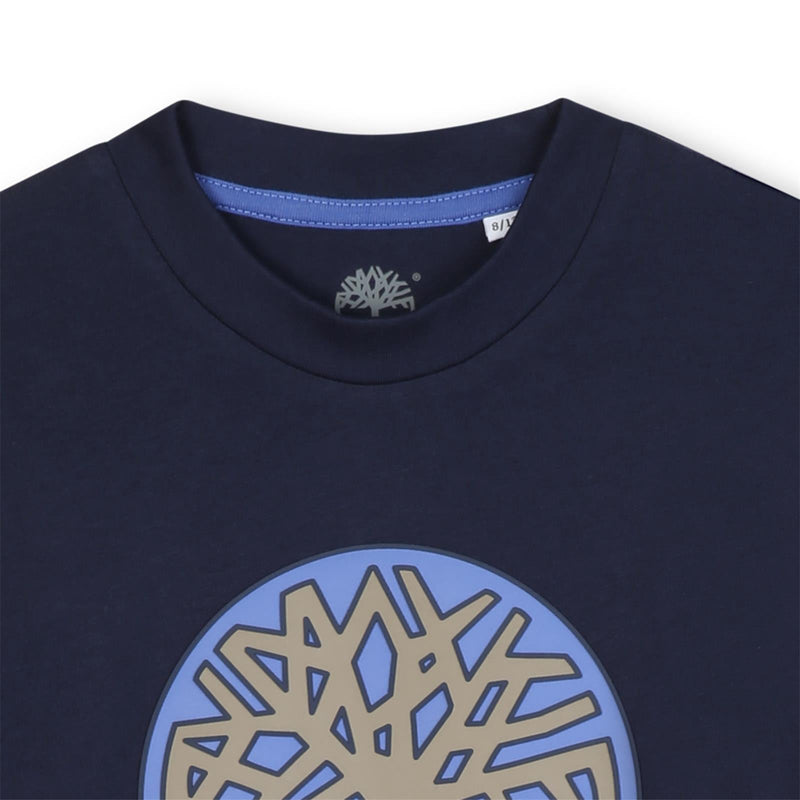 Boys Navy Tee with Tree Logo Print