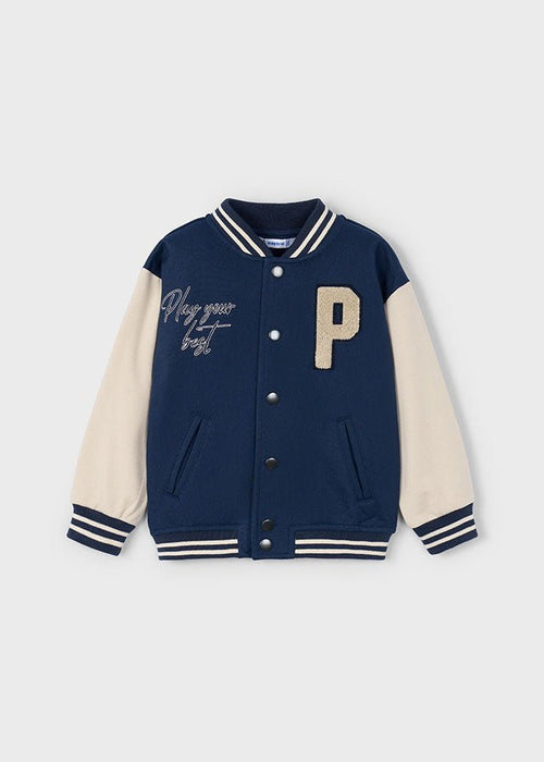 Boys Navy Varsity - Style Bomber Jacket