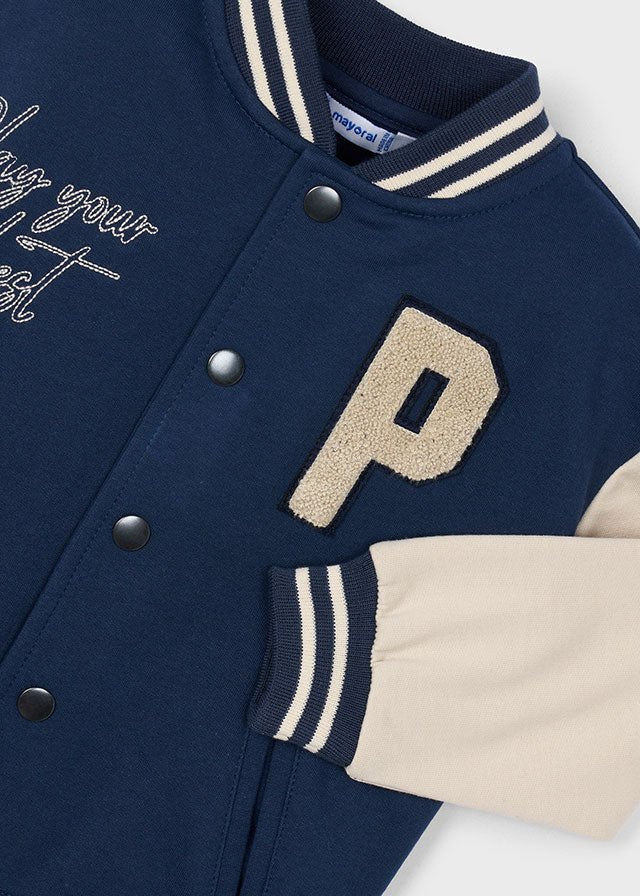 Boys Navy Varsity - Style Bomber Jacket
